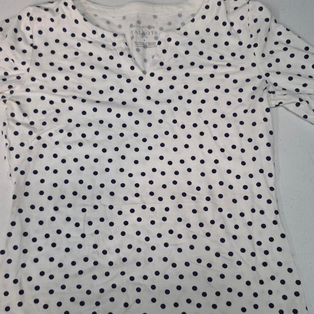 Talbots petite white navy polka